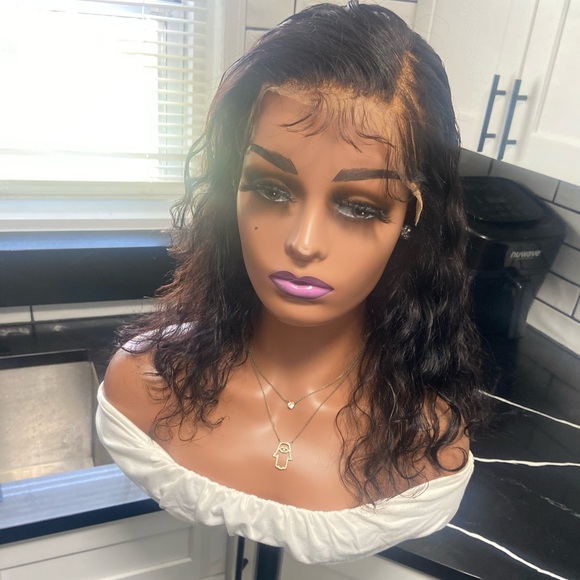 Human hair lace front wig - 16” in length: Mongolian deep curly - Picture 5 of 8